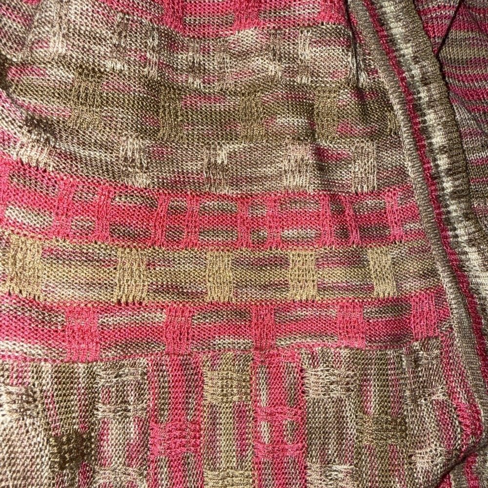Nic & Zoe 100% Silk Open Cardigan M Tie Front Pink Tan - Picture 7 of 7